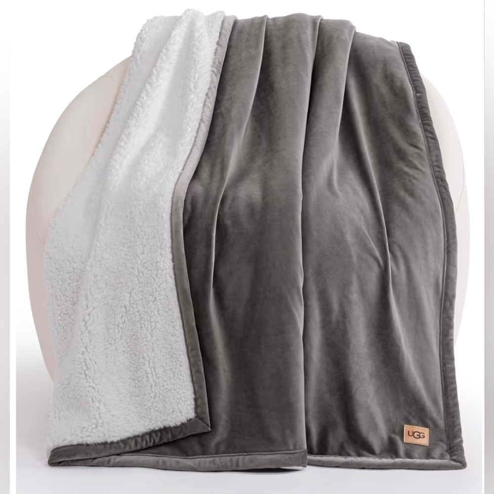 UGG Charcoal Bliss Plush Blanket 50x70, Ready To Gift, New